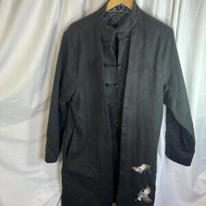 Tang Suit Trench Coat Chinese style Men Long Jacket Hanfu Slim Fit Read XL